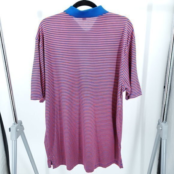 Peter Millar Short Sleeve Polo Striped Red/Blue XL Contrast Collar 100% Cotton - Picture 2 of 16